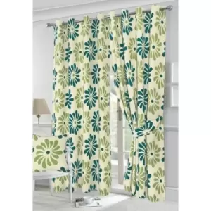 Dreamzone - Petals eyelet curtains - Teal - 90x108 - Teal