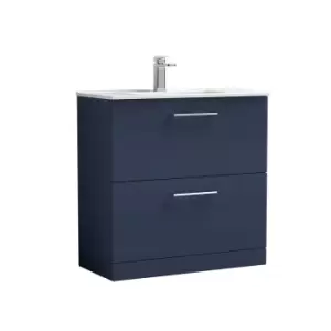 Nuie Arno 800mm Floor Standing 2 Drawer Vanity & Basin 2 Electric Blue