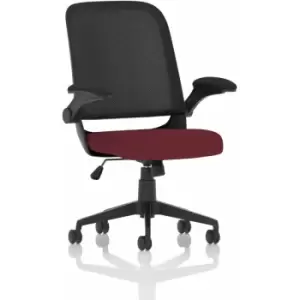 Plano Task Operator Bespoke Fabric Seat Ginseng Chilli Mesh Chair With Folding Arms