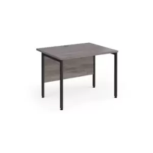 Maestro 25 straight desk 1000mm x 800mm - Black H-frame leg and grey oak top