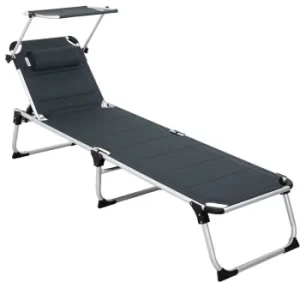 Casaria Sun Lounger Bari Padded Folding 210cm Garden Patio Luxury Aluminium Grey mottled