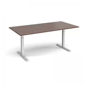 Elev8 Touch boardroom table 2000mm x 1000mm - silver frame and walnut