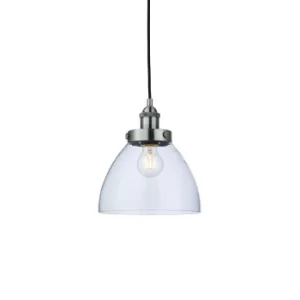 Hansen Dome Pendant Light Brushed Silver Paint, Clear Glass