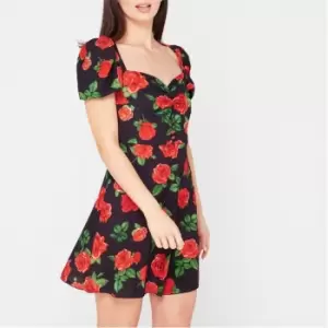 I Saw It First Puff Sleeve Mini Tea Dress - Black