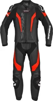 Spidi Laser Touring Two Piece Motorcycle Leather Suit, black-red, Size 52, black-red, Size 52