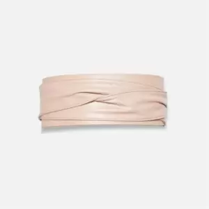 Missguided Faux Leather Sash Wrap Belt - Nude