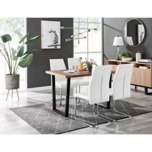 Kylo Brown Wood Effect Dining Table & 4 White Lorenzo Chairs - White