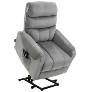 Homcom Power Lift Recliner Velvet Vibration Massage Lounge Chair Grey