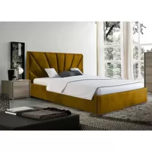 Hamini Bed Super King Plush Velvet Mustard