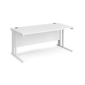 Rectangular Straight Desk White Wood Cable Managed Legs White Maestro 25 1600 x 800 x 725mm