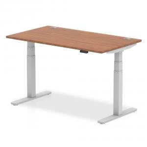 Trexus Sit Stand Desk With Cable Ports Silver Legs 1400x800mm Walnut