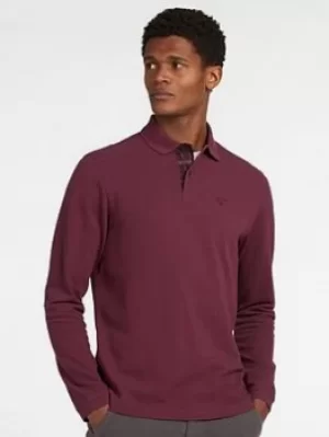 Barbour L/s Sports Polo, Merlot, Size 2XL, Men