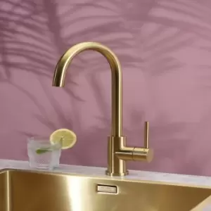 Reginox Gold Single Lever Swan Neck Kitchen Tap in Kalix Gold