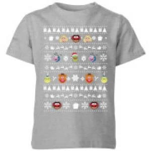 Muppets Pattern Kids Christmas T-Shirt - Grey - 5-6 Years