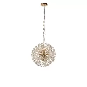 Salisbury Ceiling Pendant 40cm Sphere 9 Light G9 French Gold, Crystal