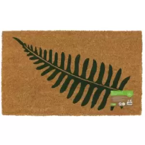 Eco-Friendly Placement Latex Backed Coir Entrance Door Mat, Leaf Design