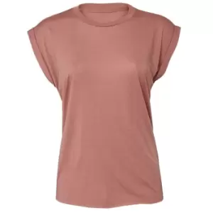 Bella + Canvas Womens/Ladies Flowy Rolled Cuff Muscle T-Shirt (XL) (Mauve)