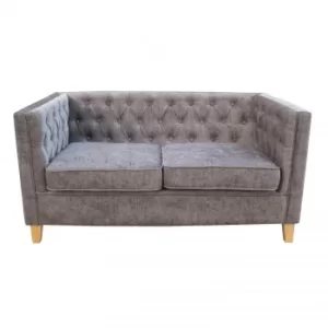 York 2 Seater Grey Chenille Sofa Wood Foam Fabric