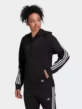 adidas Sportswear Future Icons 3-Stripes Hooded Track Top - Black, Blue, Size XL, Women