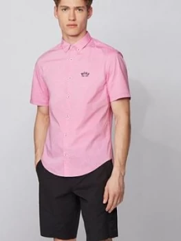 Hugo Boss Athleisure Biadia R Short Sleeve Oxford Shirt Pink Size XL Men