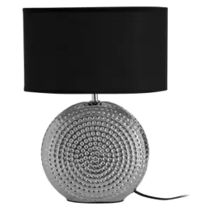 Premier Housewares Large Table Lamp with Hammered Chrome Finish