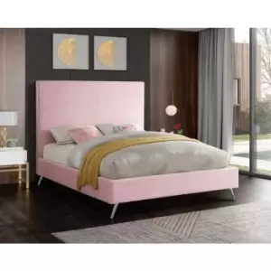 Envisage Trade - Jelson Upholstered Beds - Plush Velvet, King Size Frame, Pink - Pink