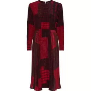 TOMMY HILFIGER Icon Patchwork Midi Dress Ls - Red