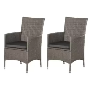 Outsunny 2pc Outdoor Rattan Armchair - Grey