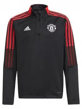 adidas Youth Manchester United 21/22 Warm Up Top - Black, Size 7-8 Years