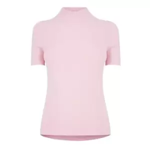 Hugo Sharize High Neck Ribbed Top - Pink