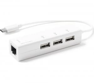 Techlink USB Type-C to USB-A 3-Port Hub with Ethernet - 0.15 m