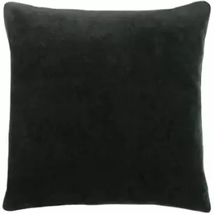 Solo Plain Velvet 100% Cotton Cushion Cover, Black, 45 x 45cm - Furn