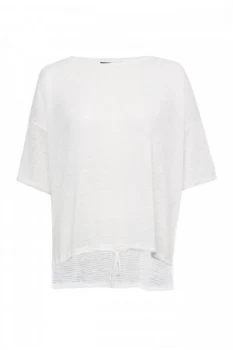 French Connection Vlore Sheer Tie Front Top White