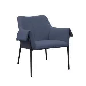 Liana lounge chair with Black metal frame - mid-blue