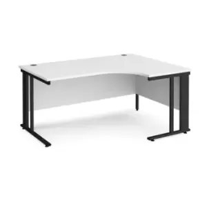 Office Desk Right Hand Corner Desk 1600mm White Top With Black Frame 1200mm Depth Maestro 25 MCM16ERKWH