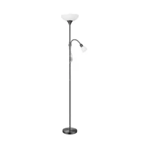 Floor Lamp Light Nickel Shade White Plastic Glass Bulb E27 E14 1x60W 1x25W