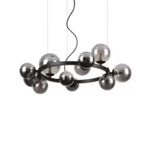 Perlage 11 Light Round Globe Pendant Ceiling Light Black