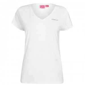 LA Gear V Neck T Shirt Ladies - White