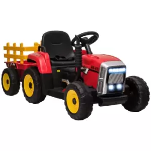 HOMCOM Electric Ride on Tractor with Detachable Trailer, 12V Kids Battery Powered Electric Car w/ Remote Control, Music Start up Sound