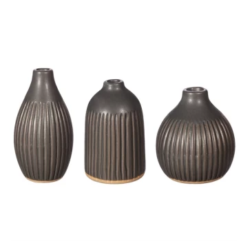 Sass & Belle Grooved Bud Vases Black - Set of 3