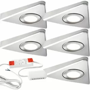 5x brushed nickel Triangle Surface Under Cabinet Kitchen Light & Driver Kit - Natural White led