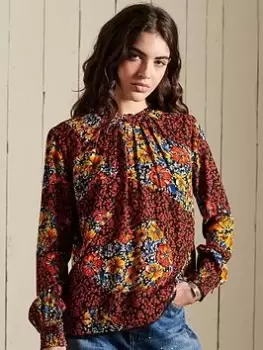 Superdry Mixed Floral Blouse - Black, Size 10, Women