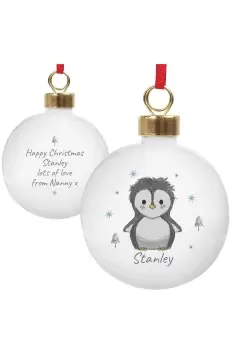 Personalised Pebbles the Penguin Bauble - White