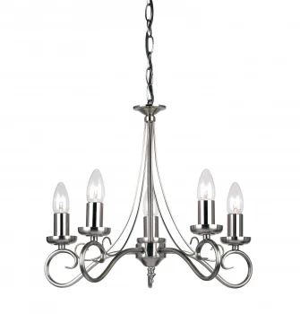 5 Light Multi Arm Ceiling Pendant Candle Antique Silver, E14