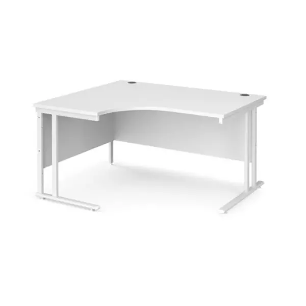 Office Desk Left Hand Corner Desk 1400mm White Top With White Frame 1200mm Depth Maestro 25 MC14ELWHWH