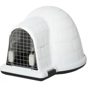 PawHut Plastic Igloo-Design Dog House Puppy Pet Shelter w/ Windows Metal Door