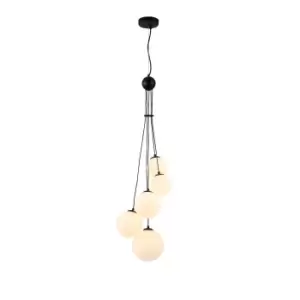 Marshall Ceiling Pendant, 5 Light G9, Satin Black, Opal Glass