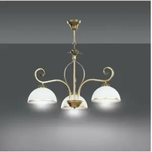 Emibig Wivara Gold Multi Arm Pendant Ceiling Light with White, Gold Glass Shades, 3x E27