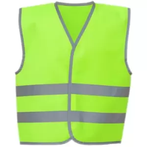 Childrens/Kids Hi-Vis Two Band Waistcoat (l) (Lime Green) - Lime Green - Yoko