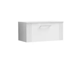 Nuie Deco 800mm Wall Hung Single Drawer Vanity & Worktop - Satin White